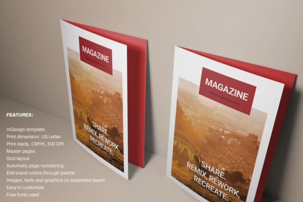 红色封面杂志版式设计模板 Red Magazine缩略图 红色封面杂志版式设计模板 Red Magazine