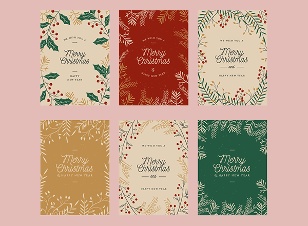 圣诞贺卡设计合集 Set of Christmas cards