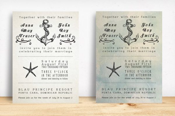 海滩沙滩婚礼邀请函模板合集 Beach Wedding Invitation Pack