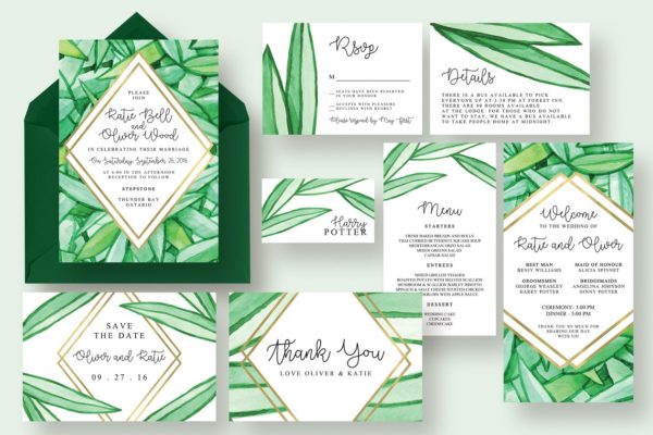 手绘植物图案婚礼邀请物料设计套件 Botanical Wedding Suite缩略图 手绘植物图案婚礼邀请物料设计套件 Botanical Wedding Suite