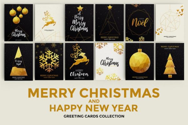 圣诞节&新年贺卡海报设计模板合集 Merry Christmas and Happy New Year Brochure