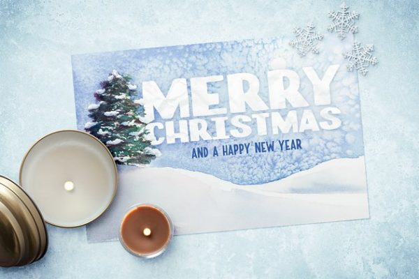 圣诞节主题水彩卡片贺卡模板 1 Watercolor Christmas Card Template 1