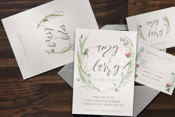 柔和水彩花卉婚礼邀请函设计模板套装 Watercolor Flower Wedding Suite缩略图 柔和水彩花卉婚礼邀请函设计模板套装 Watercolor Flower Wedding Suite