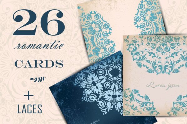 高端优雅蕾丝装饰邀请函设计模板 Rownd Lace Cards缩略图 高端优雅蕾丝装饰邀请函设计模板 Rownd Lace Cards