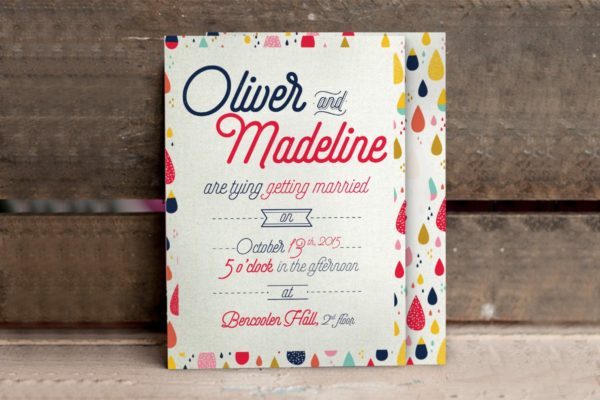 趣味可爱手绘图案婚礼请柬设计模板 Fun Pattern Wedding Invitation