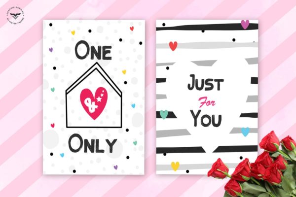 浪漫爱心图形背景情人节贺卡PSD模板 Valentines Day Greeting Card Template