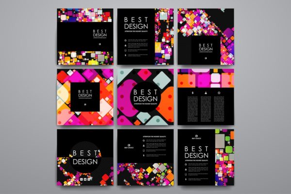 深色抽象风格的卡片模板 Cards in abstract style