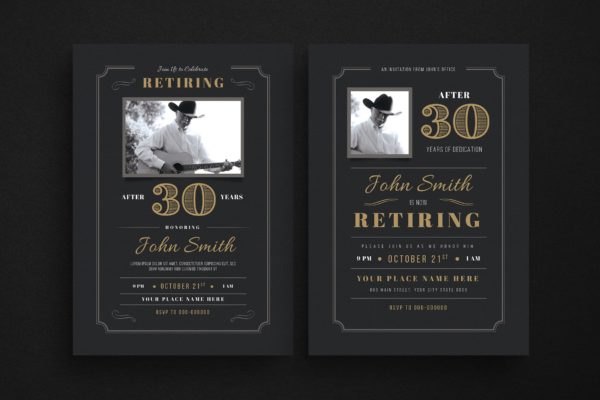 员工退休欢送会邀请函设计模板 Retirement Invitation