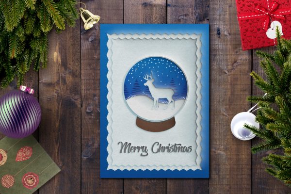 立体剪纸艺术风格圣诞节贺卡设计模板 Christmas Card Template