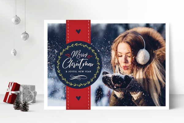 圣诞节主题照片贺卡设计模板 Christmas Photo Card