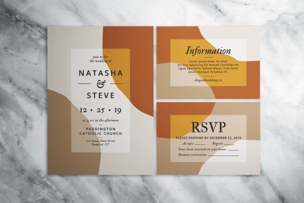 朴实无华风格婚礼邀请设计套装 Minimalist Wedding Suite