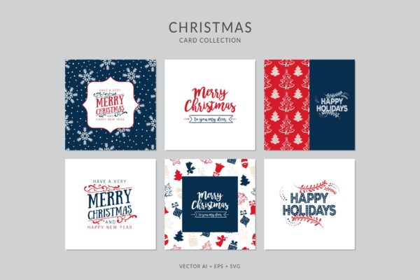 浓厚节日氛围圣诞节贺卡矢量设计模板集v2 Christmas Greeting Card Vector Set缩略图 浓厚节日氛围圣诞节贺卡矢量设计模板集v2 Christmas Greeting Card Vector Set