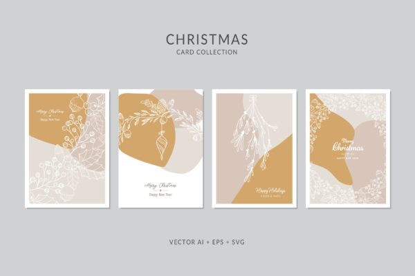 创意三色设计风格圣诞节贺卡矢量设计模板集v9 Christmas Greeting Card Vector Set缩略图 创意三色设计风格圣诞节贺卡矢量设计模板集v9 Christmas Greeting Card Vector Set