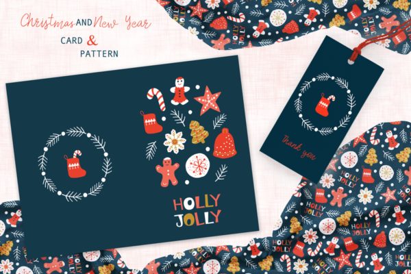 圣诞曲奇饼干手绘图案背景素材/贺卡设计模板 Christmas Cookies Greeting Card and Pattern缩略图 圣诞曲奇饼干手绘图案背景素材/贺卡设计模板 Christmas Cookies Greeting Card and Pattern