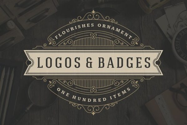 100款复古皇家奢华字母徽章Logo模板 100 ornaments logos & monogram