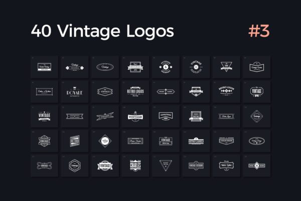 40个多用途时尚复古Logo模板V.3 40 Vintage Logos Vol. 3缩略图 40个多用途时尚复古Logo模板V.3 40 Vintage Logos Vol. 3