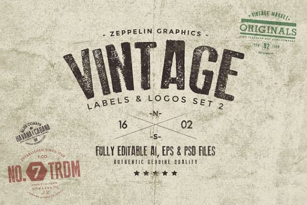 复古磨损徽章标签Logo模板 Vintage Badges & Labels Set 2缩略图 复古磨损徽章标签Logo模板 Vintage Badges & Labels Set 2