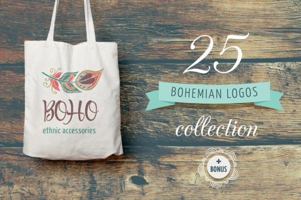波西米亚风女性品牌logo制作模板 Bohemian Logos bundle + BONUS缩略图 波西米亚风女性品牌logo制作模板 Bohemian Logos bundle + BONUS