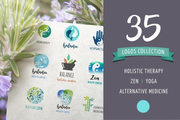 佛教禅文化另类医学标志Logo模板 Alternative medicine, zen logos