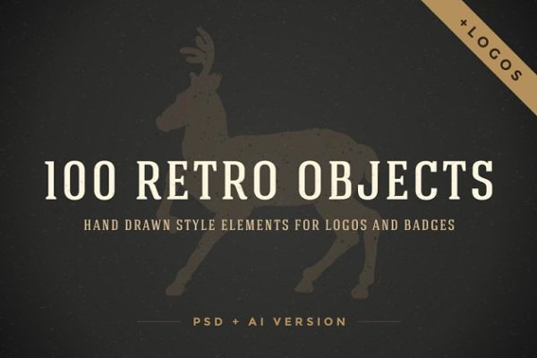 100款复古风格Logo徽章设计元素 100 Retro objects for logos缩略图 100款复古风格Logo徽章设计元素 100 Retro objects for logos