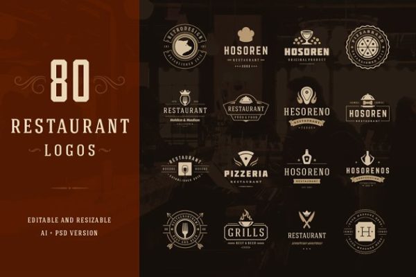 80款西餐厅品牌Logo和徽标模板 80 Restaurant Logotypes and Badges缩略图 80款西餐厅品牌Logo和徽标模板 80 Restaurant Logotypes and Badges