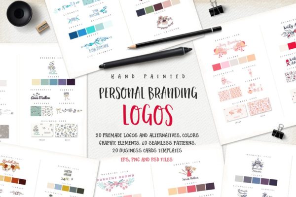 花卉/手绘个性装饰元素品牌Logo设计模板 Personal Branding Logos缩略图 花卉/手绘个性装饰元素品牌Logo设计模板 Personal Branding Logos