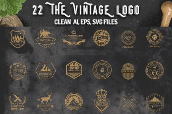 22枚欧美复古风格品牌Logo商标设计模板 22 Vintage Logos缩略图 22枚欧美复古风格品牌Logo商标设计模板 22 Vintage Logos