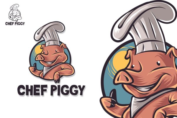 猪厨师卡通形象餐厅Logo设计模板 Chef Pig Mascot Logo缩略图 猪厨师卡通形象餐厅Logo设计模板 Chef Pig Mascot Logo