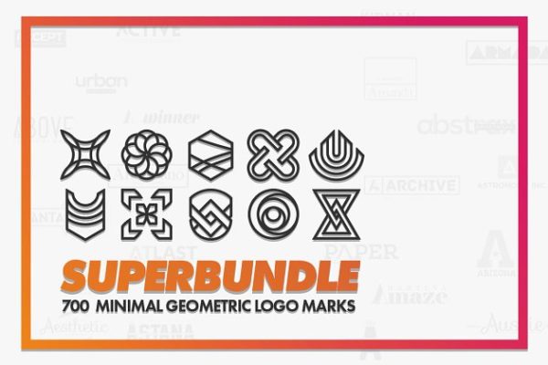 700个精简几何图案Logo模板  Minimal Geometric Logo Marks Bundle