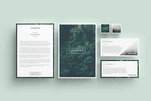 漂亮的多用途信笺模板 J U N I P E R  Letterhead + Comps