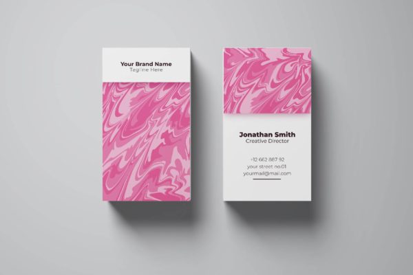 优雅红水彩颜料纹理企业名片设计模板v38 Business Card Template.v38