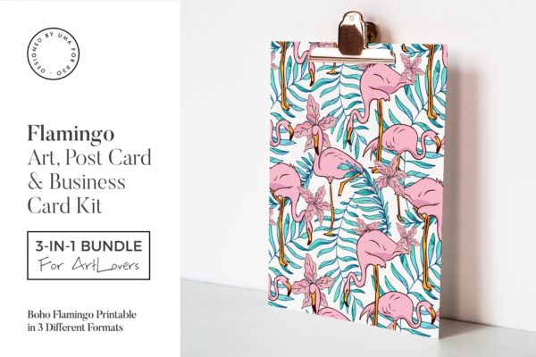 波西米亚火烈鸟水彩艺术办公文具设计套装 Boho Flamingo Art & Stationary Kit缩略图 波西米亚火烈鸟水彩艺术办公文具设计套装 Boho Flamingo Art & Stationary Kit