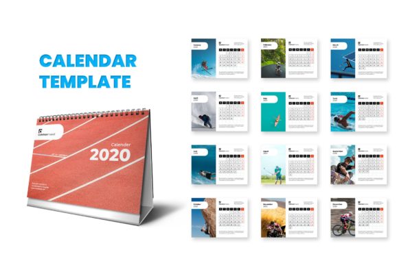 2020年体育运动主题台历定制设计模板 Calendar 2020缩略图 2020年体育运动主题台历定制设计模板 Calendar 2020