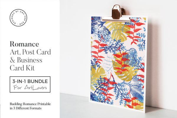 植物印象浪漫水彩艺术办公文具设计套装 Budding Romance Art & Stationary Kit