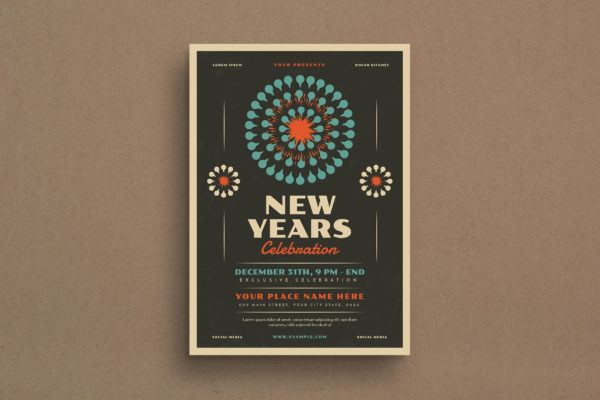 复古风格新年主题活动海报传单模板 Retro New Year’s Event Flyer缩略图 复古风格新年主题活动海报传单模板 Retro New Year’s Event Flyer