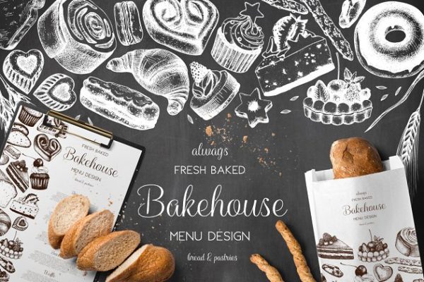 面包店菜单矢量图形 Bakery Menu Vector Design
