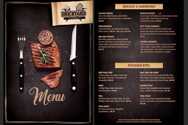 烧烤餐厅菜单传单模板 Grill Restaurant Menu template