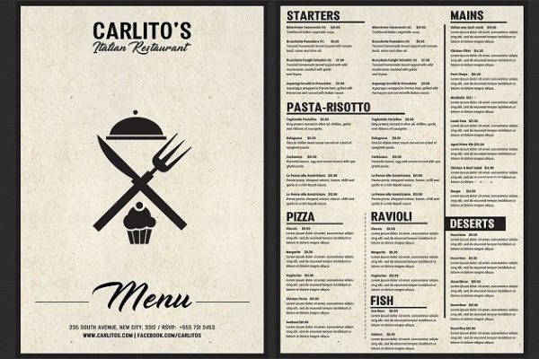 意大利餐馆菜单模板 Italian Restaurant Menu Template缩略图 意大利餐馆菜单模板 Italian Restaurant Menu Template