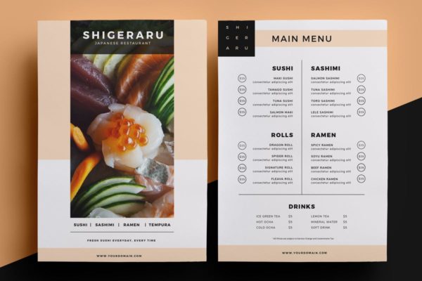 高档日本寿司刺身餐厅菜单设计PSD模板 Restaurant Menu缩略图 高档日本寿司刺身餐厅菜单设计PSD模板 Restaurant Menu