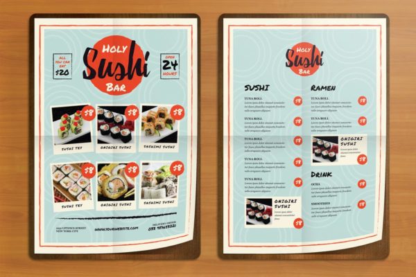 日本寿司日本菜餐厅菜单传单PSD设计模板 Sushi Bar Flyer Menus缩略图 日本寿司日本菜餐厅菜单传单PSD设计模板 Sushi Bar Flyer Menus