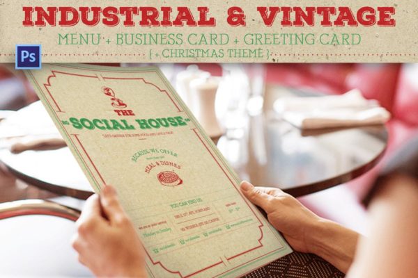 复古设计风格西餐厅菜单设计PSD模板 Industrial Vintage Menu缩略图 复古设计风格西餐厅菜单设计PSD模板 Industrial Vintage Menu