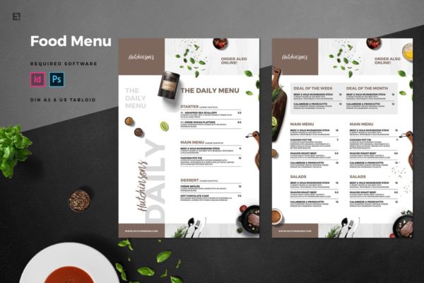 简约西餐菜单设计PSD模板 Food Menu