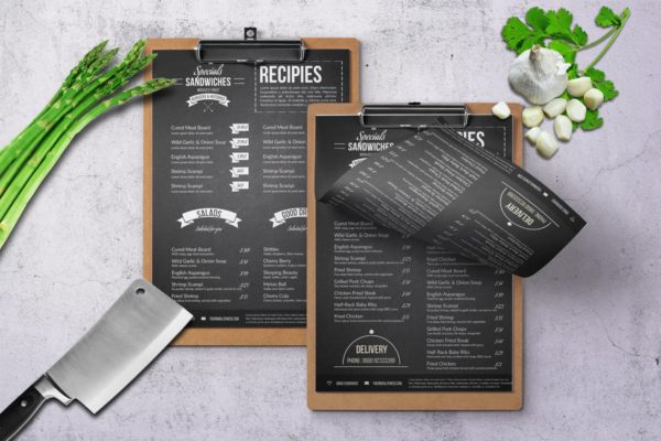 极简主义单页菜单菜谱排版设计模板 Minimal Elegant A4 & US Letter Single Page Menu