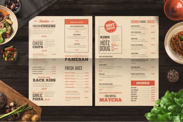 经典餐厅美食菜单设计模板 Classic Food Menu