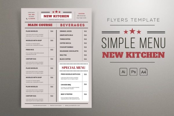 超简约餐厅菜单文字排版设计模板 Flat Menu Resto缩略图 超简约餐厅菜单文字排版设计模板 Flat Menu Resto