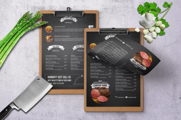 复古黑板报风格餐厅菜单设计PSD模板 Chef’s Restaurant Menu – A4 & US Letter