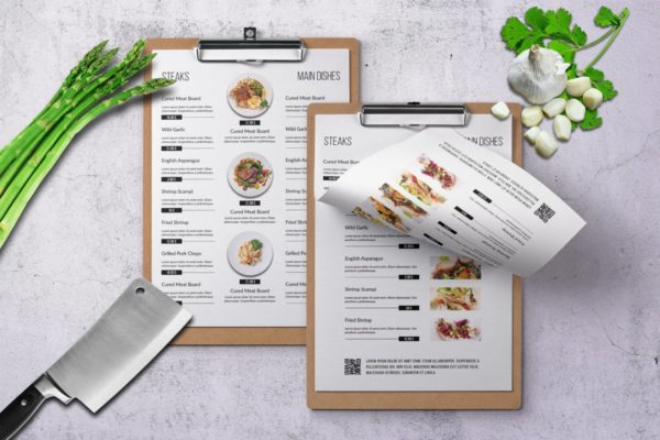 极简设计四季适用餐厅菜单设计PSD模板 Four Seasons Minimal Menu – A4 and US Letter