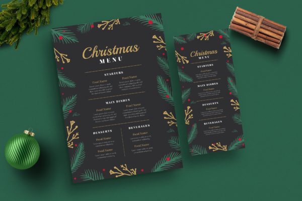 西餐厅圣诞节主题菜单设计模板 Special Christmas Menus