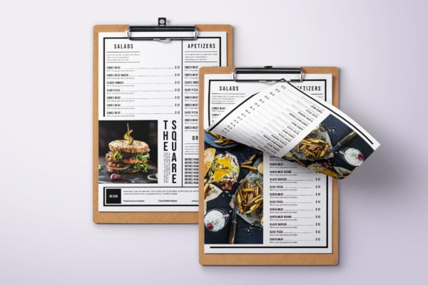 经典极简A4&美国信纸大小单页餐厅菜单模板 Classic Minimal Single Page  A4 & US Letter Menu
