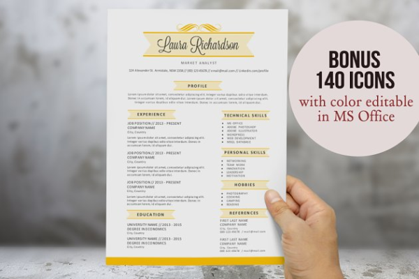 2合1时尚横幅简历 2 in 1 stylish banner Word resume缩略图 2合1时尚横幅简历 2 in 1 stylish banner Word resume